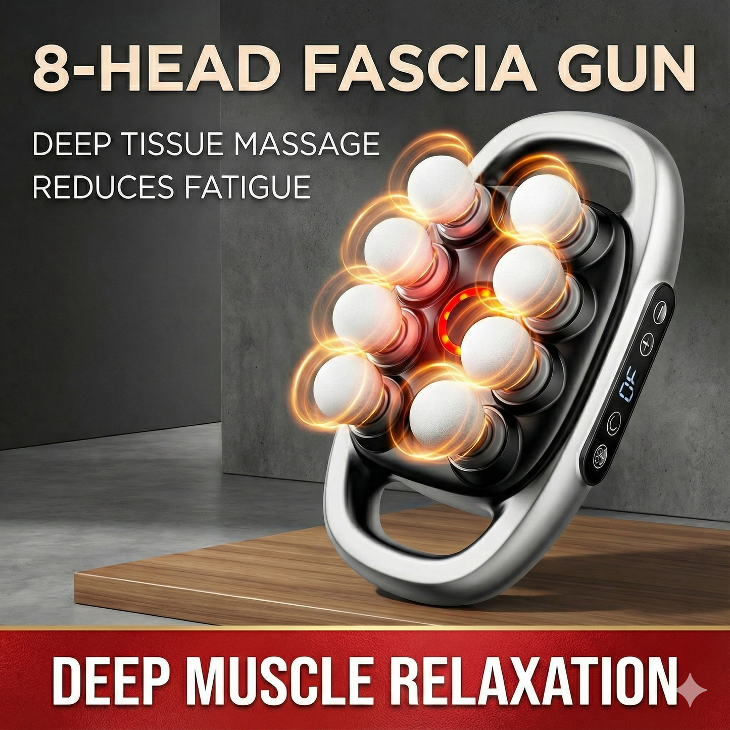Core Collective - 8 Head Deep Tissue Massage Gun with Red Light Therapy