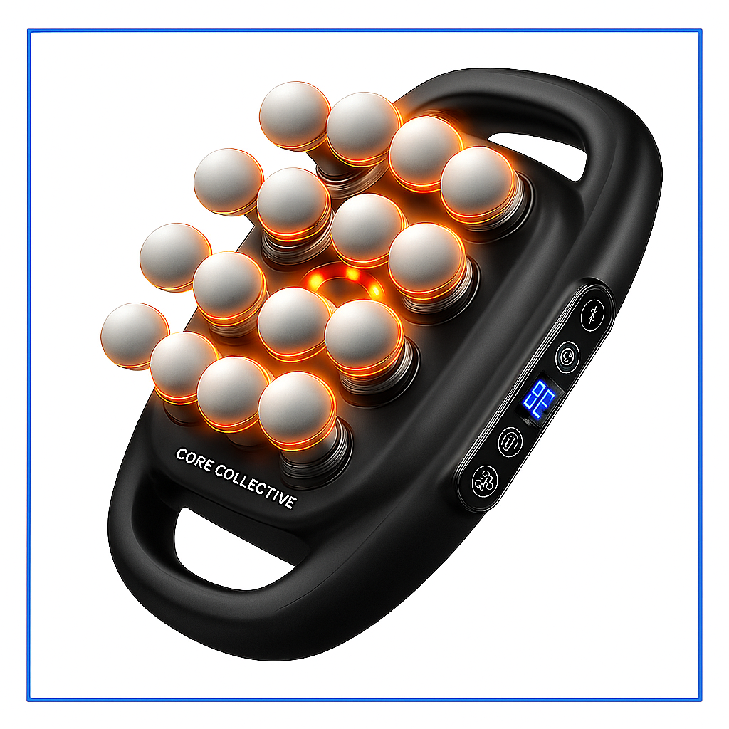 Core Collective PulsePro - 16 Head Deep Tissue Massage Gun Set with Red Light Therapy