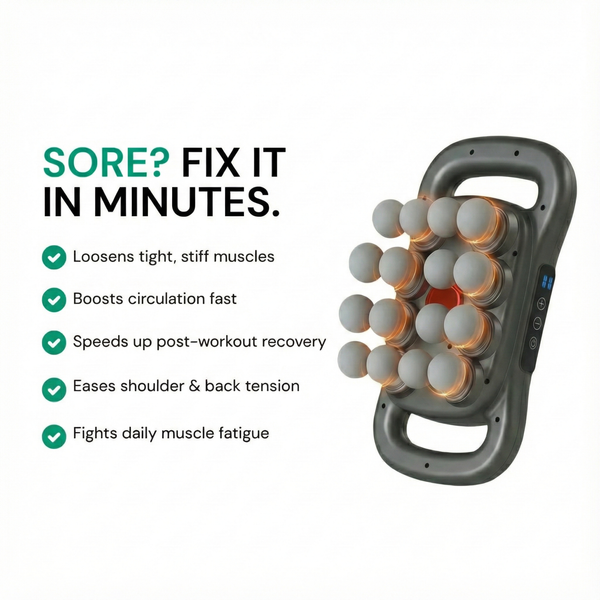 Core Collective - 16 Head Deep Tissue Massage Gun with Red Light Therapy