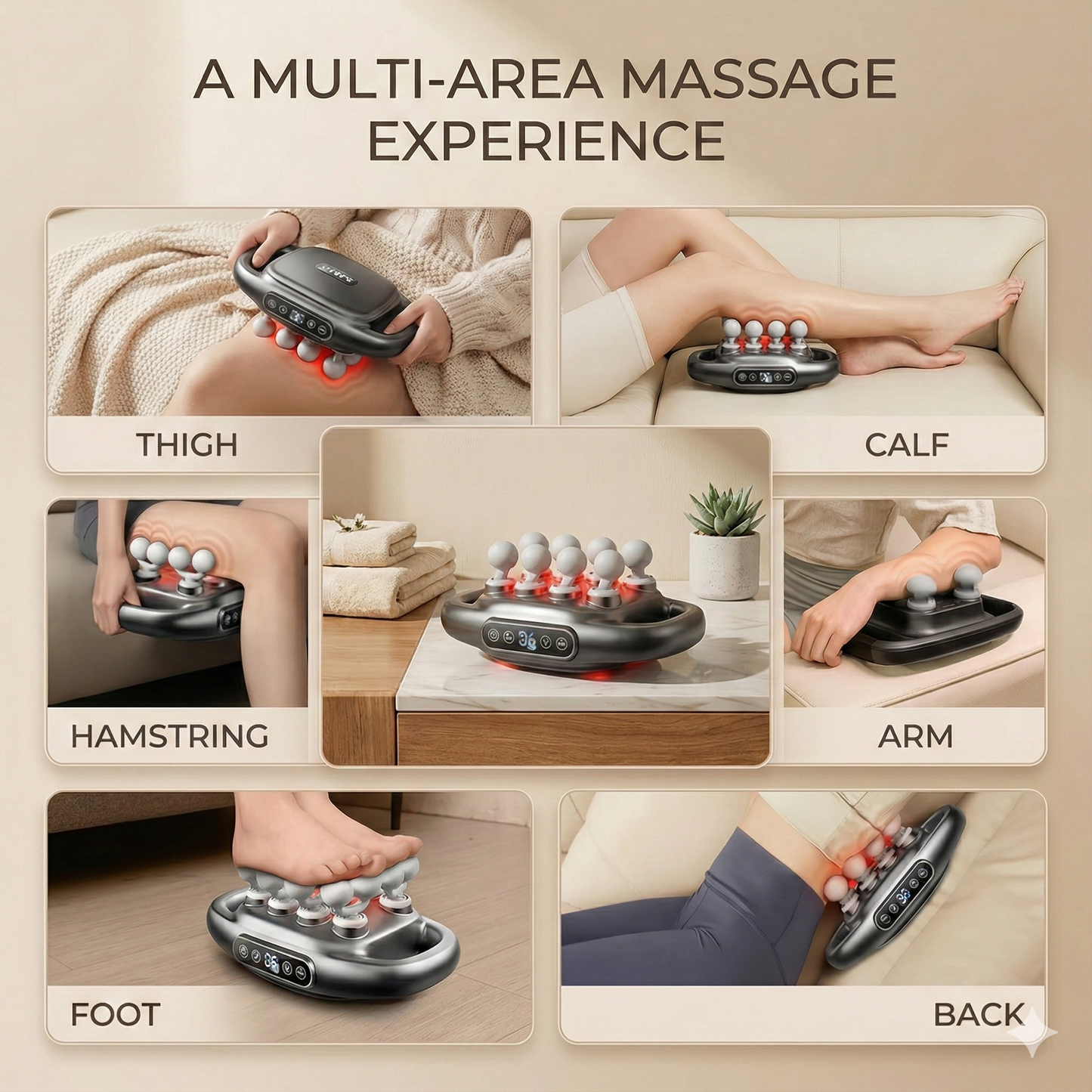 Core Collective - 8 Head Deep Tissue Massage Gun with Red Light Therapy