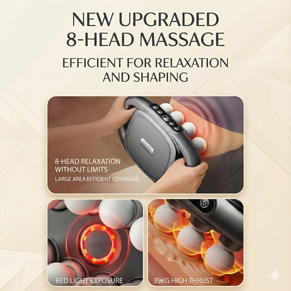 Core Collective - 8 Head Deep Tissue Massage Gun with Red Light Therapy