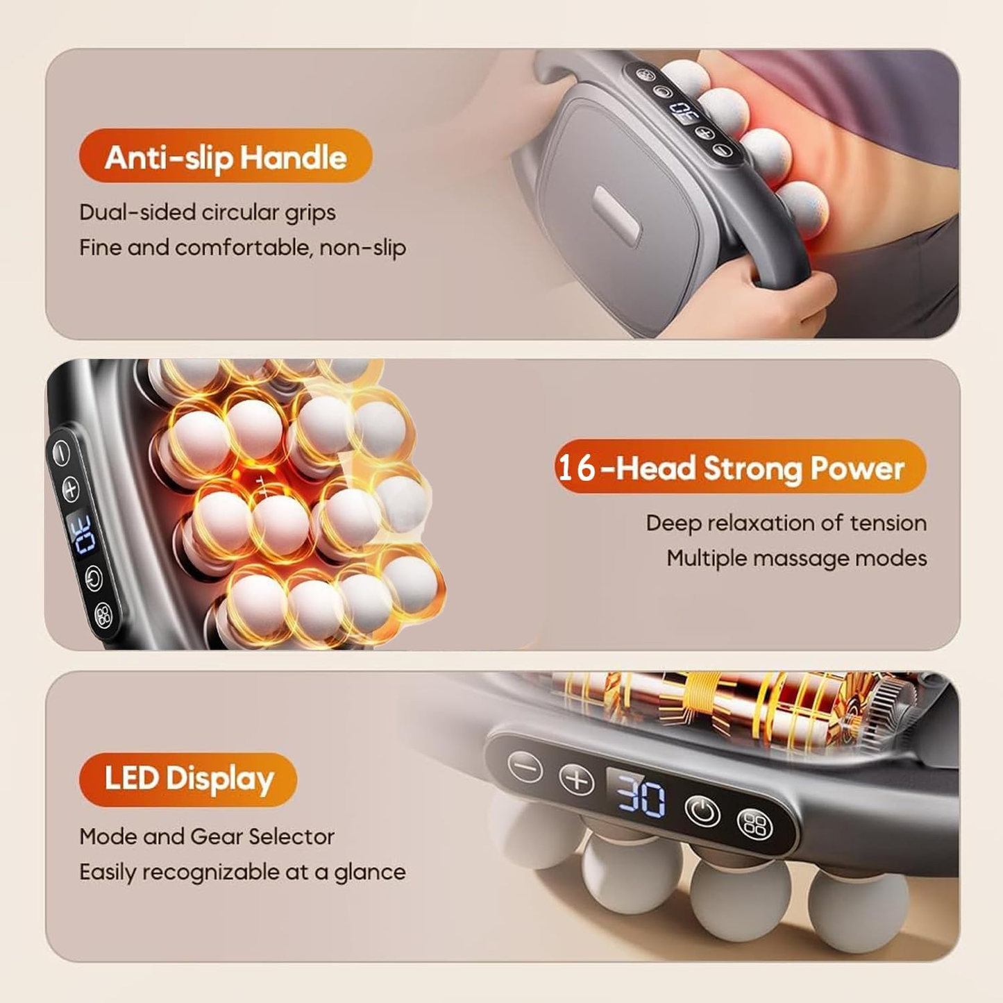 Core Collective PulsePro - 16 Head Deep Tissue Massage Gun Set with Red Light Therapy